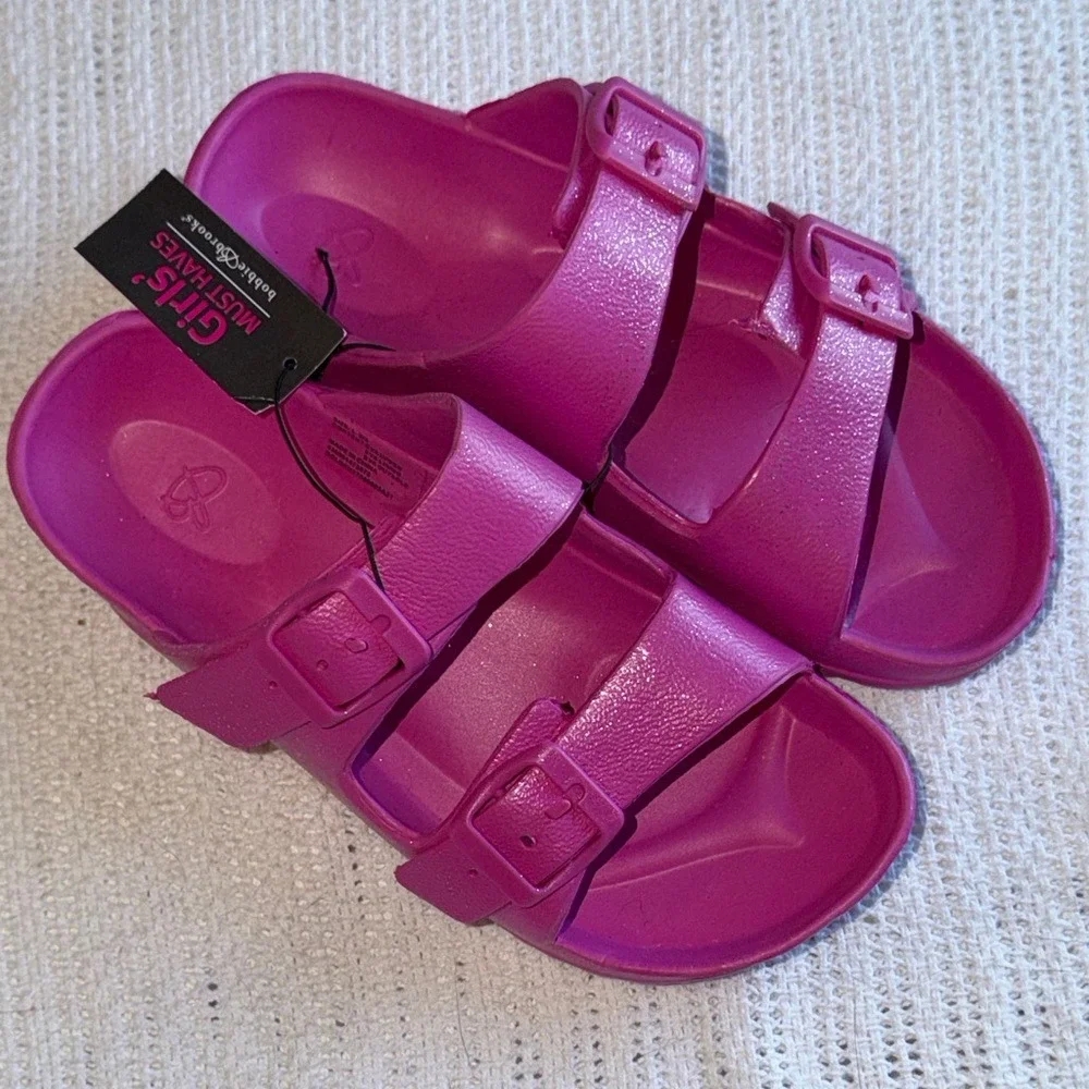 Bobbie Brooks Girls Pink EVA Double Buckle Slide Sandals Size L 2/3 New